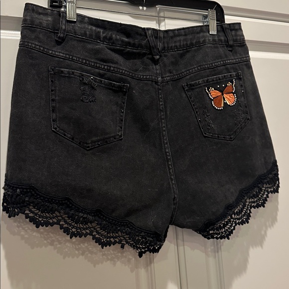Black Denim Shorts - Picture 2 of 6